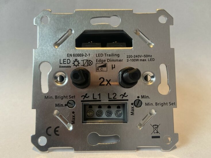 Dubbele LED Dimmer 2x 0-100W | Fase-afsnijding
