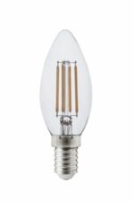 LED-filament kaarslamp met E14-fitting en transparant afwerking