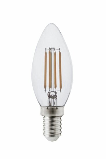 LED-filament kaarslamp met E14-fitting en transparant afwerking
