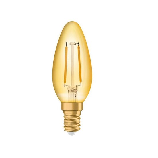 LED filament kaarslamp C35 E14 2W 2200K goud