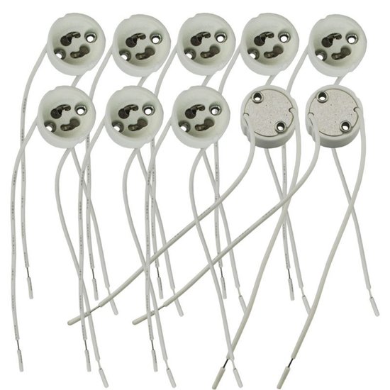 GU10-Steckverbinder aus Porzellan - 10 cm Kabel - Weiß