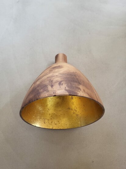 Hanglamp acaciahout Ø25 cm | kelk vorm | exclusief fitting bladgoud binnenzijde - Afbeelding 3