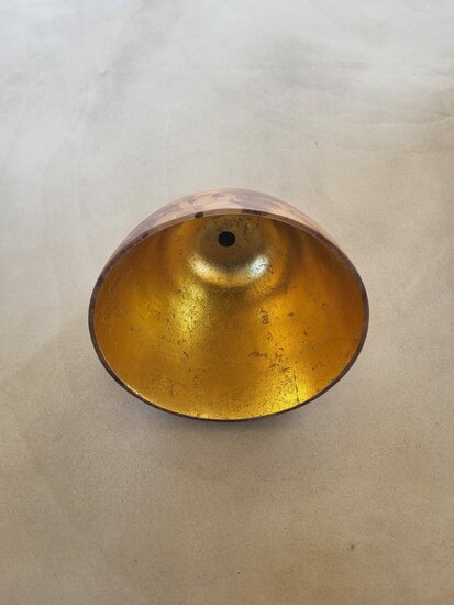 Hanglamp acaciahout Ø25 cm | kelk vorm | exclusief fitting bladgoud binnenzijde - Afbeelding 4