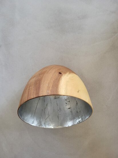 Hanglamp acaciahout zilver Ø25 cm | kelk vorm | zilveren binnenzijde exclusief fitting – Image 3