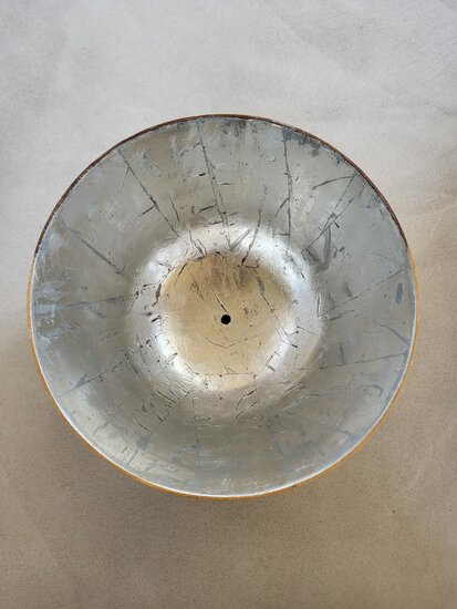 Hanglamp acaciahout zilver Ø25 cm | kelk vorm | zilveren binnenzijde exclusief fitting – Image 4