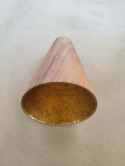 Hanglamp acaciahout goud taps Ø25,5 cm | bladgoud binnenzijde | exclusief fitting – Image 3