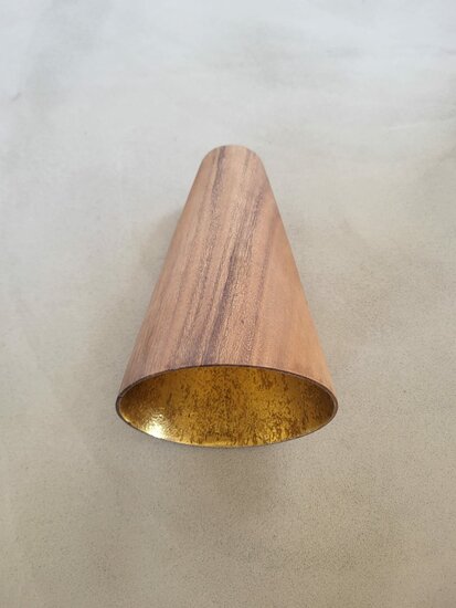 Hanglamp acaciahout goud taps Ø25,5 cm | bladgoud binnenzijde | exclusief fitting – Image 4