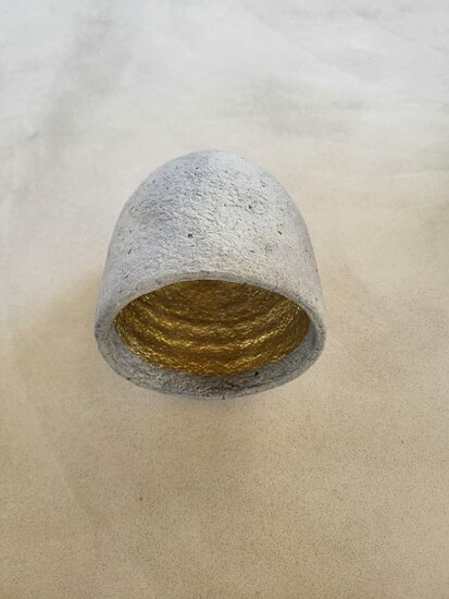 Hanglamp gerecycled papier grijs Ø20,5 cm | goud binnenzijde | exclusief fitting - Afbeelding 4