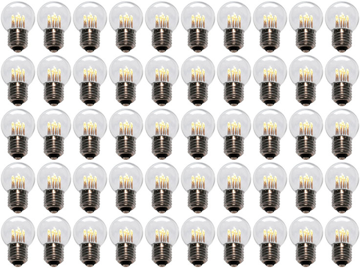 50 pieces LED Bulb E27 1W G45 Warm White 2400K
