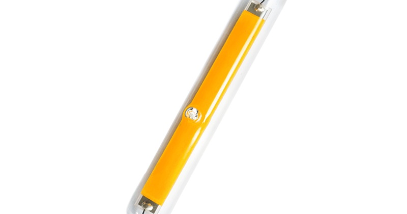 Detail van een R7s-ledlamp van 118 mm uit het eigen assortiment