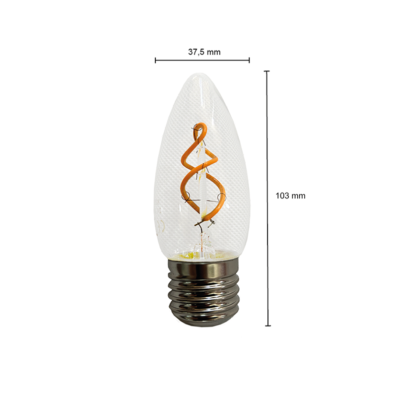Led kaars E27 | 2W | 2200K | helder | dimbaar - Afbeelding 2