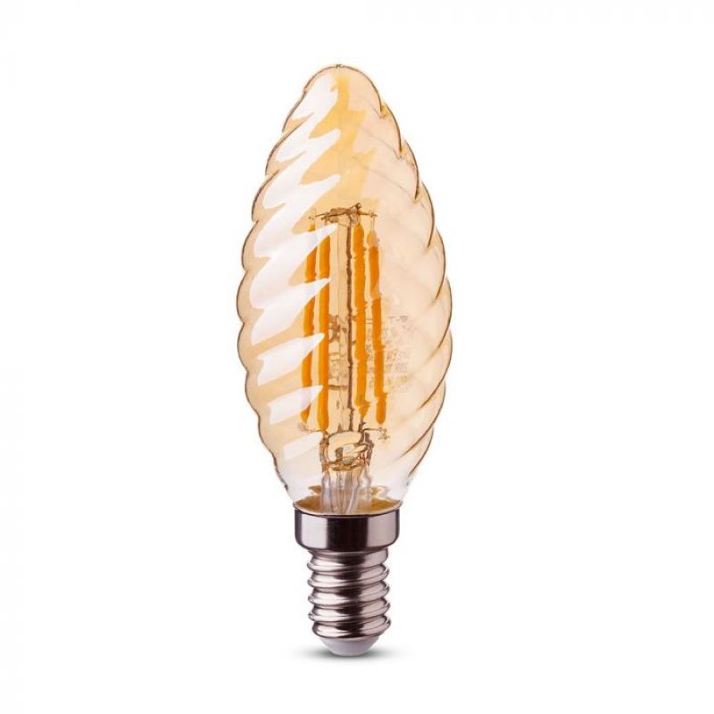 Led kaars ribbel E14 | 2W | 2400K | amber | dimbaar - Image 2