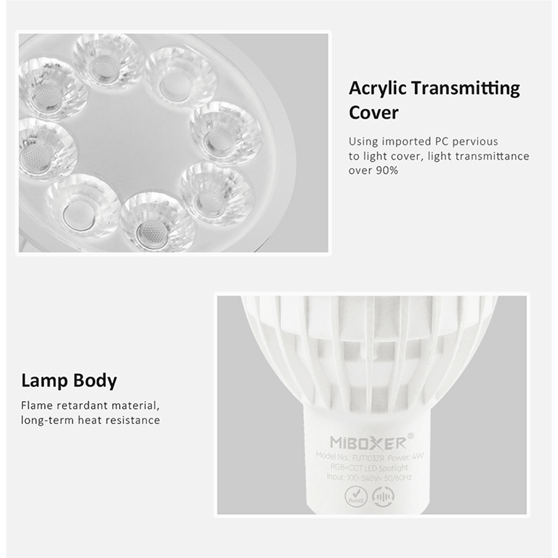 MiBoxer GU10 ledlamp | Zigbee en RF | RGB+CCT | 4W - Afbeelding 5