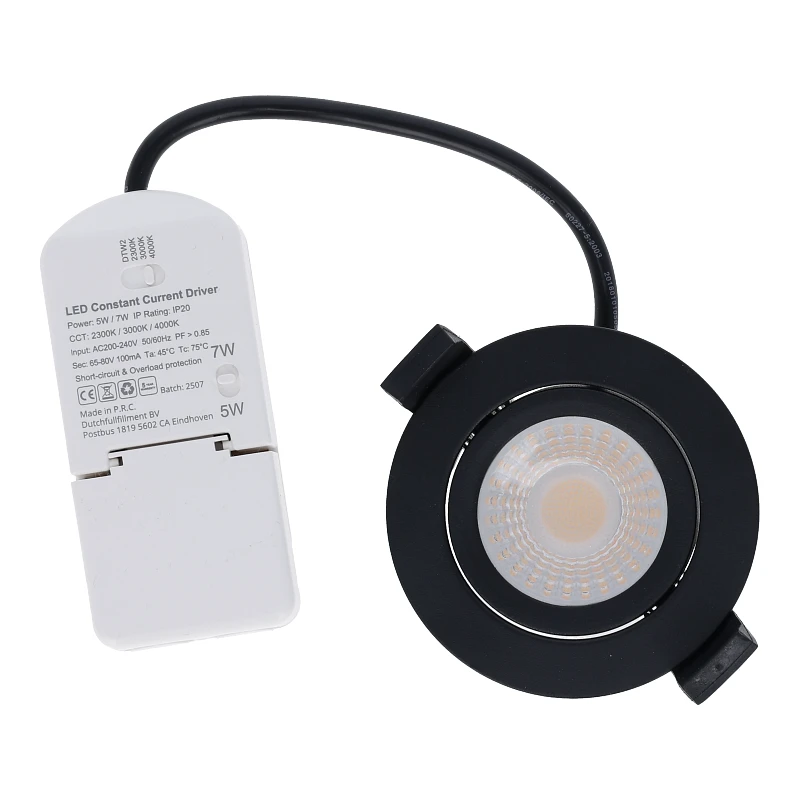 Miran slim-fit led inbouwspot | 5/7W | CCT + dim-to-warm | zwart - Afbeelding 2
