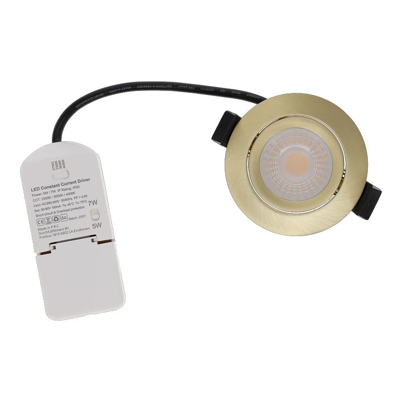 Miran slim-fit led inbouwspot | 5/7W | CCT + dim-to-warm | messing - Afbeelding 2