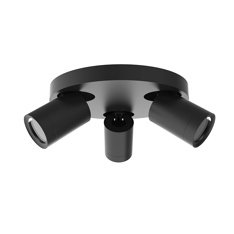 Lexi opbouwspot | rond | 3x GU10 | zwart